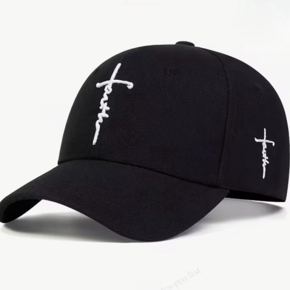 Black Unisex Cap with White Embroidery New